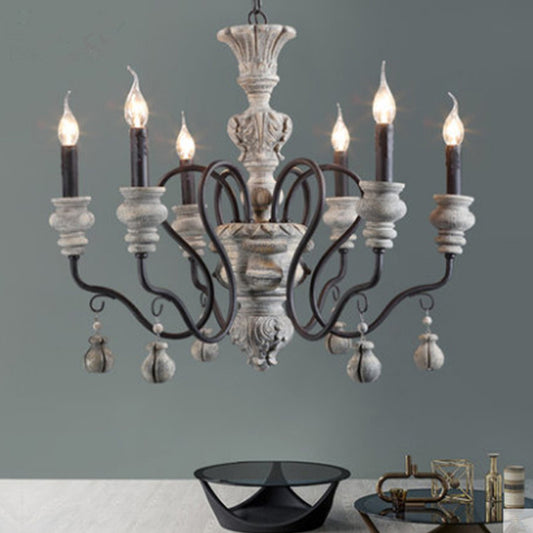 Metal Grey Chandelier Pendant Light Candle Vintage Style Hanging Lighting for Restaurant Clearhalo 'Ceiling Lights' 'Chandeliers' Lighting' options 2275389