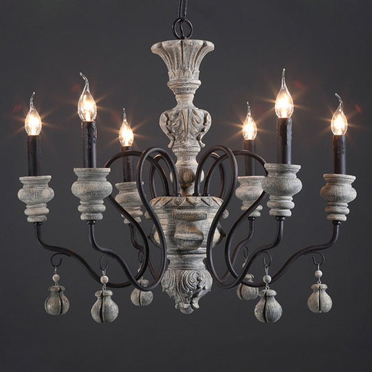 Metal Grey Chandelier Pendant Light Candle Vintage Style Hanging Lighting for Restaurant Clearhalo 'Ceiling Lights' 'Chandeliers' Lighting' options 2275390