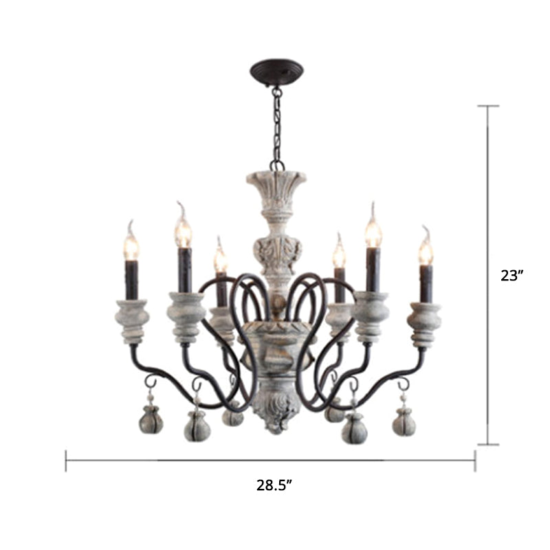 Metal Grey Chandelier Pendant Light Candle Vintage Style Hanging Lighting for Restaurant Clearhalo 'Ceiling Lights' 'Chandeliers' Lighting' options 2275391