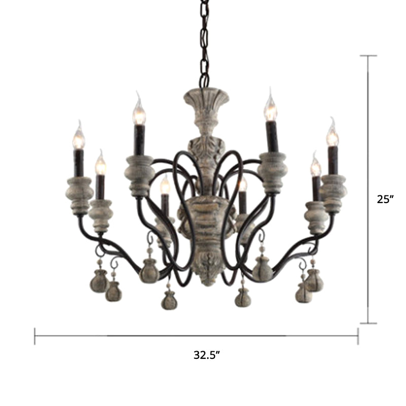 Metal Grey Chandelier Pendant Light Candle Vintage Style Hanging Lighting for Restaurant Clearhalo 'Ceiling Lights' 'Chandeliers' Lighting' options 2275392