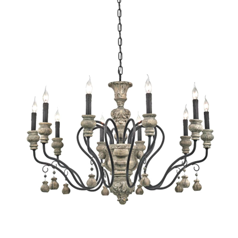 Metal Grey Chandelier Pendant Light Candle Vintage Style Hanging Lighting for Restaurant Clearhalo 'Ceiling Lights' 'Chandeliers' Lighting' options 2275393