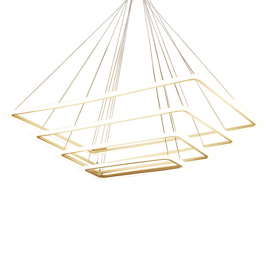 Rectangular Layered Chandelier Pendant Light Contemporary Metallic Living Room LED Hanging Light in White Clearhalo 'Ceiling Lights' 'Chandeliers' 'Modern Chandeliers' 'Modern' Lighting' 2275401