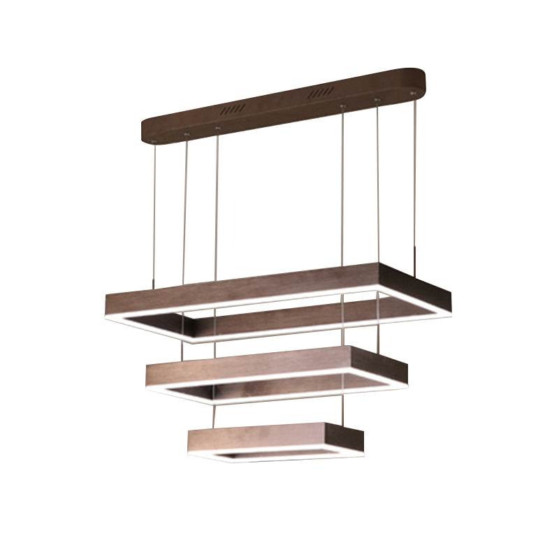 Rectangular Layered Living Room Chandelier Lighting Acrylic Minimalist LED Pendant Light in Coffee Clearhalo 'Ceiling Lights' 'Chandeliers' 'Modern Chandeliers' 'Modern' Lighting' 2275446