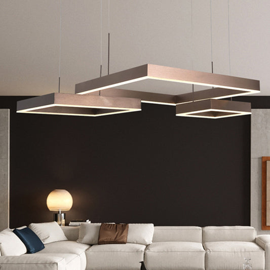Tiered Square Acrylic Chandelier Light Simplicity Coffee LED Pendant Light Fixture Clearhalo 'Ceiling Lights' 'Chandeliers' 'Modern Chandeliers' 'Modern' Lighting' 2275451