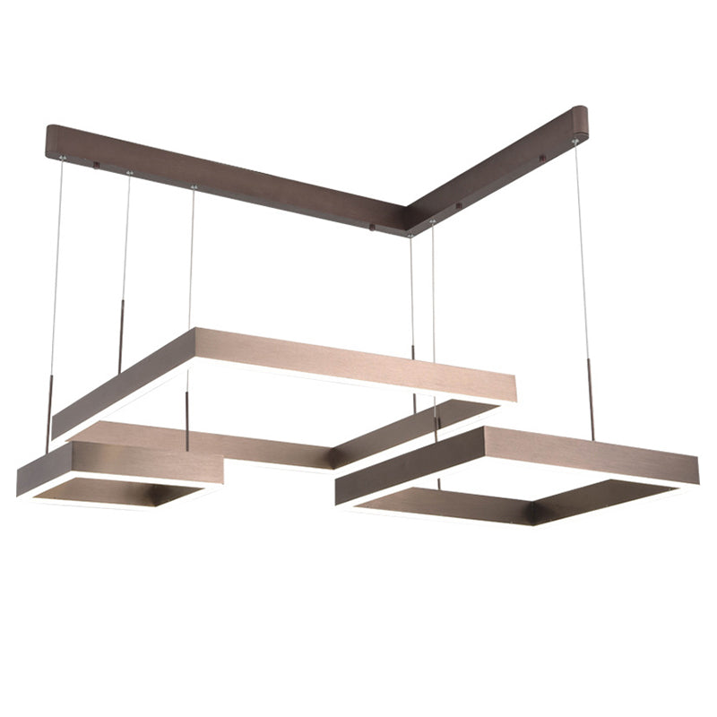 Tiered Square Acrylic Chandelier Light Simplicity Coffee LED Pendant Light Fixture Clearhalo 'Ceiling Lights' 'Chandeliers' 'Modern Chandeliers' 'Modern' Lighting' 2275452