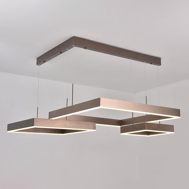 Tiered Square Acrylic Chandelier Light Simplicity Coffee LED Pendant Light Fixture Clearhalo 'Ceiling Lights' 'Chandeliers' 'Modern Chandeliers' 'Modern' Lighting' 2275453