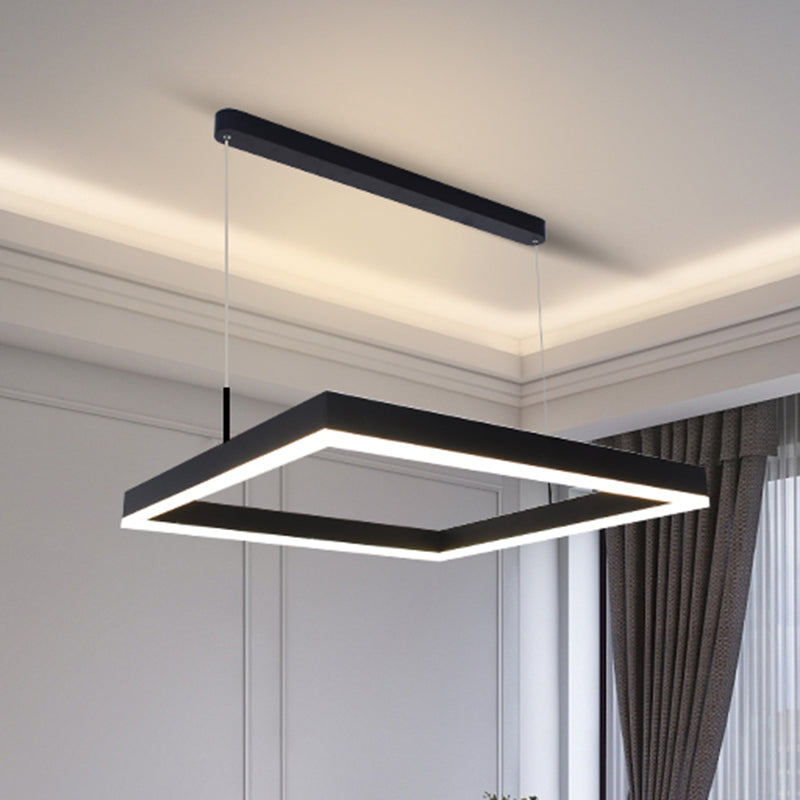 Acrylic 2-Tier Square LED Ceiling Lighting Modern Black Chandelier Light for Living Room Clearhalo 'Ceiling Lights' 'Chandeliers' 'Modern Chandeliers' 'Modern' Lighting' 2275458