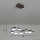 Layered Rhombus Chandelier Lighting Minimalist Metallic Coffee LED Pendant Light Fixture 3 Coffee Clearhalo 'Ceiling Lights' 'Chandeliers' 'Modern Chandeliers' 'Modern' Lighting' 2275460