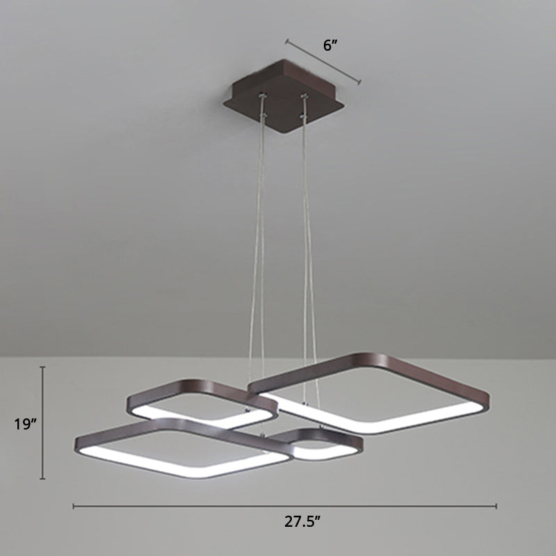 Layered Rhombus Chandelier Lighting Minimalist Metallic Coffee LED Pendant Light Fixture 4 Coffee Clearhalo 'Ceiling Lights' 'Chandeliers' 'Modern Chandeliers' 'Modern' Lighting' 2275461