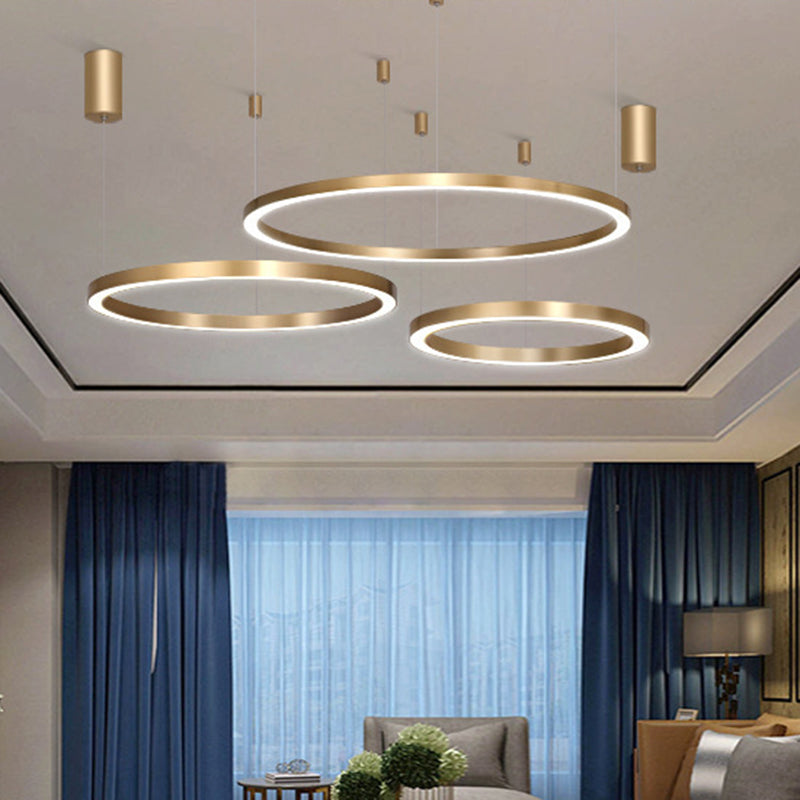 Acrylic Tiered Ring LED Ceiling Lighting Modern Style Gold Chandelier Light Fixture for Living Room Clearhalo 'Ceiling Lights' 'Chandeliers' 'Modern Chandeliers' 'Modern' Lighting' 2275468