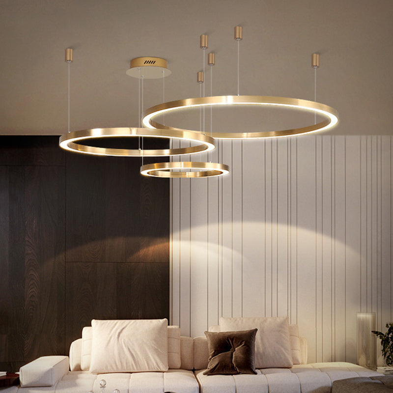 Acrylic Tiered Ring LED Ceiling Lighting Modern Style Gold Chandelier Light Fixture for Living Room Clearhalo 'Ceiling Lights' 'Chandeliers' 'Modern Chandeliers' 'Modern' Lighting' 2275469