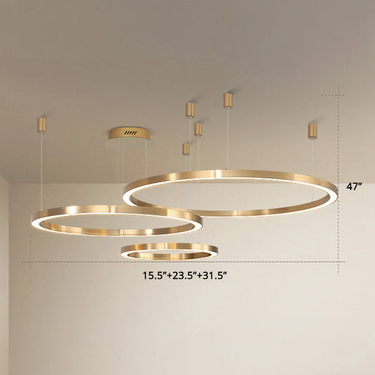 Acrylic Tiered Ring LED Ceiling Lighting Modern Style Gold Chandelier Light Fixture for Living Room Gold 31.5" Clearhalo 'Ceiling Lights' 'Chandeliers' 'Modern Chandeliers' 'Modern' Lighting' 2275470