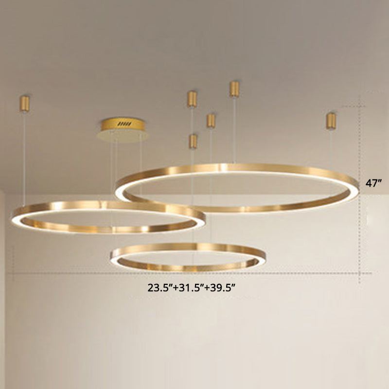 Acrylic Tiered Ring LED Ceiling Lighting Modern Style Gold Chandelier Light Fixture for Living Room Gold 39" Clearhalo 'Ceiling Lights' 'Chandeliers' 'Modern Chandeliers' 'Modern' Lighting' 2275471