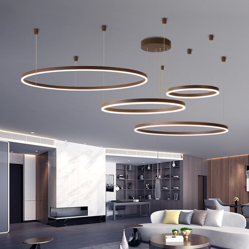 Simplicity Tiered Loop Chandelier Light Acrylic Living Room LED Pendant Light Fixture Coffee Clearhalo 'Ceiling Lights' 'Chandeliers' 'Modern Chandeliers' 'Modern' Lighting' 2275473