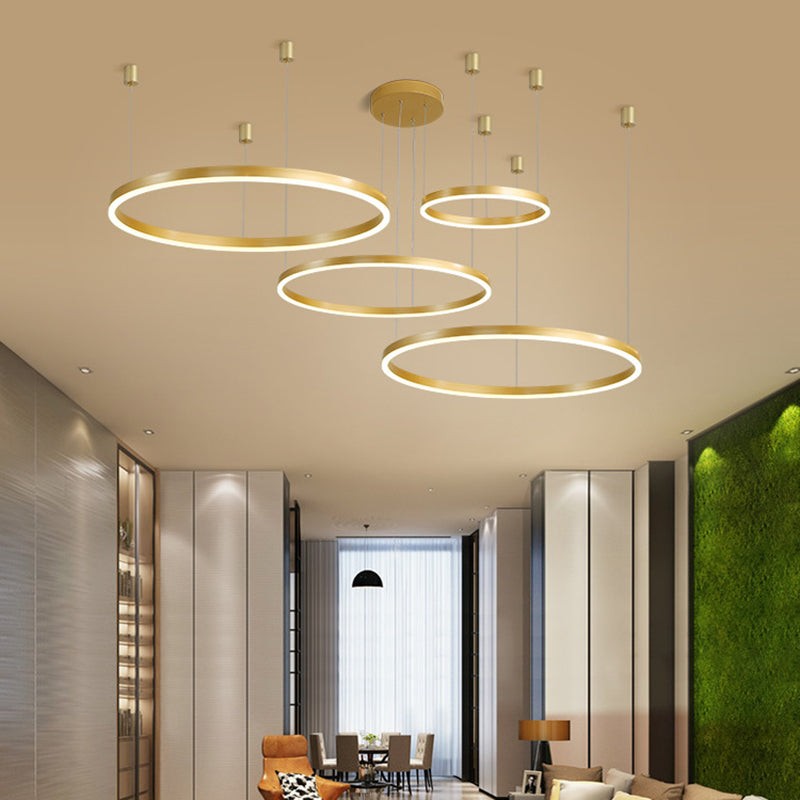 Simplicity Tiered Loop Chandelier Light Acrylic Living Room LED Pendant Light Fixture Gold Clearhalo 'Ceiling Lights' 'Chandeliers' 'Modern Chandeliers' 'Modern' Lighting' 2275474