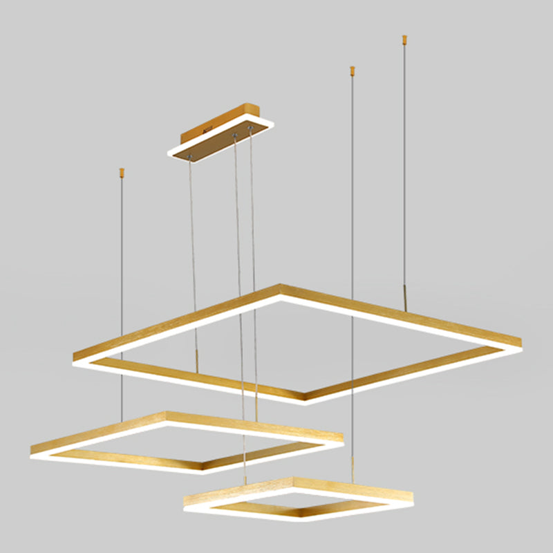 Layered Rhombus Chandelier Pendant Light Contemporary Acrylic Living Room LED Hanging Lighting 3 Gold Clearhalo 'Ceiling Lights' 'Chandeliers' 'Modern Chandeliers' 'Modern' Lighting' 2275479
