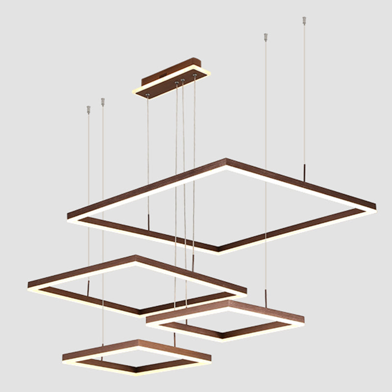 Layered Rhombus Chandelier Pendant Light Contemporary Acrylic Living Room LED Hanging Lighting 4 Coffee Clearhalo 'Ceiling Lights' 'Chandeliers' 'Modern Chandeliers' 'Modern' Lighting' 2275480