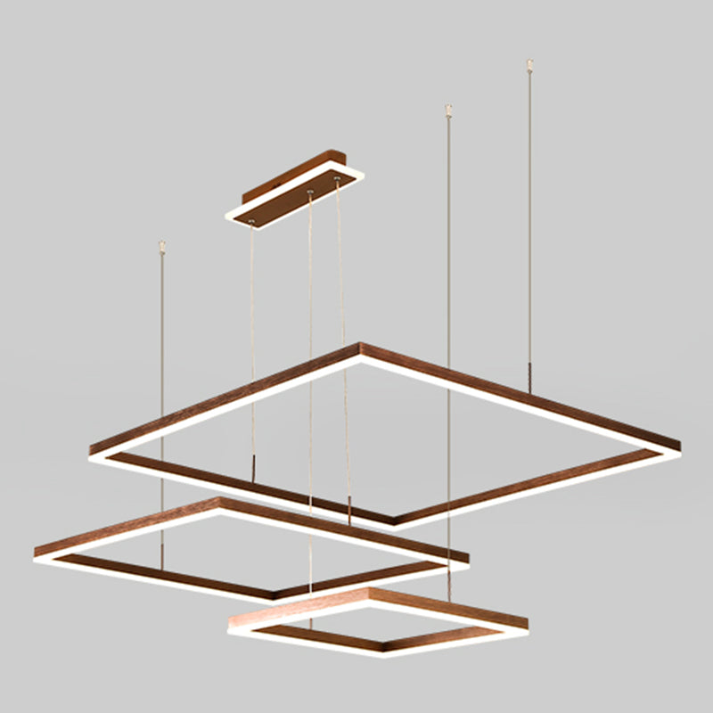 Layered Rhombus Chandelier Pendant Light Contemporary Acrylic Living Room LED Hanging Lighting 3 Coffee Clearhalo 'Ceiling Lights' 'Chandeliers' 'Modern Chandeliers' 'Modern' Lighting' 2275482
