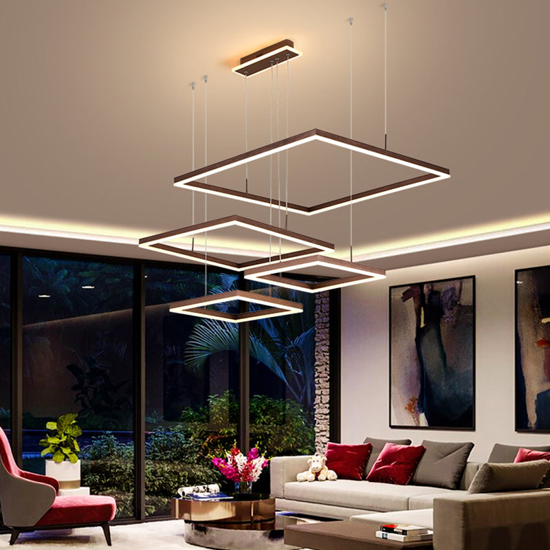Layered Rhombus Chandelier Pendant Light Contemporary Acrylic Living Room LED Hanging Lighting Clearhalo 'Ceiling Lights' 'Chandeliers' 'Modern Chandeliers' 'Modern' Lighting' 2275483