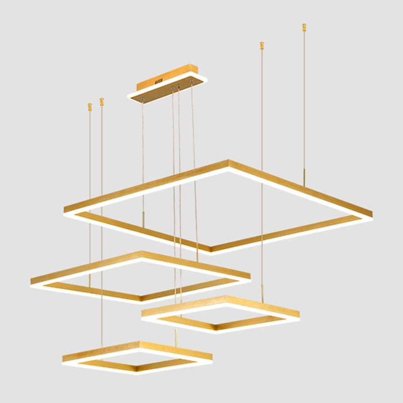 Layered Rhombus Chandelier Pendant Light Contemporary Acrylic Living Room LED Hanging Lighting 4 Gold Clearhalo 'Ceiling Lights' 'Chandeliers' 'Modern Chandeliers' 'Modern' Lighting' 2275485