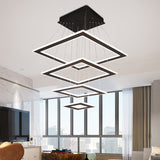 Rhombus Tiered Living Room LED Suspension Light Acrylic Nordic Style Chandelier Lighting in Black Black Clearhalo 'Ceiling Lights' 'Chandeliers' 'Modern Chandeliers' 'Modern' Lighting' 2275487