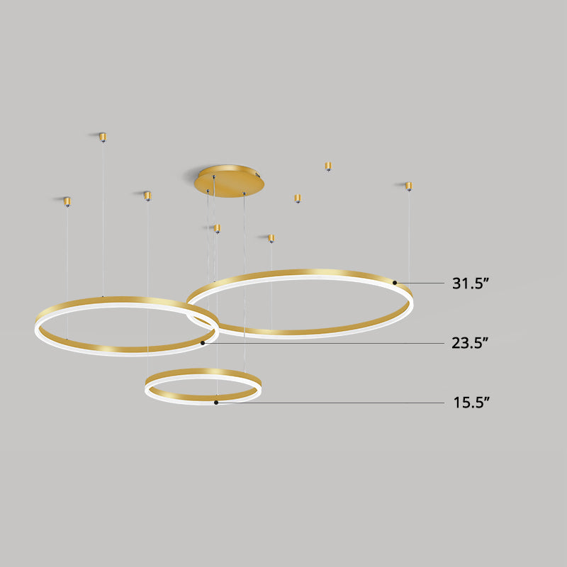 Tiered Hoop Living Room Chandelier Lighting Acrylic Minimalist LED Pendant Light in Gold Gold 31.5" Clearhalo 'Ceiling Lights' 'Chandeliers' 'Modern Chandeliers' 'Modern' Lighting' 2275495