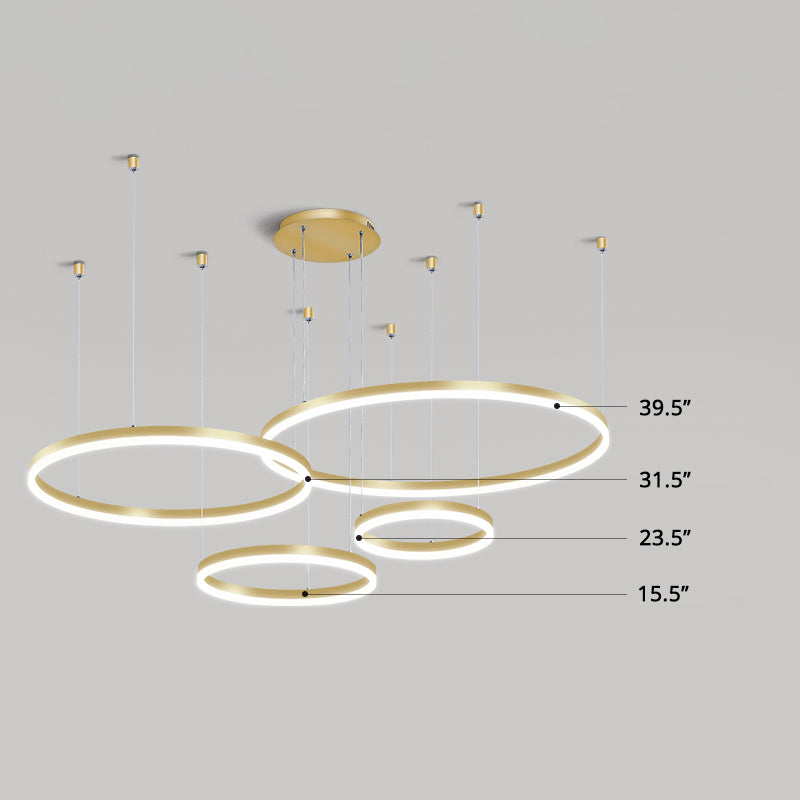 Tiered Hoop Living Room Chandelier Lighting Acrylic Minimalist LED Pendant Light in Gold Gold 39" Clearhalo 'Ceiling Lights' 'Chandeliers' 'Modern Chandeliers' 'Modern' Lighting' 2275497