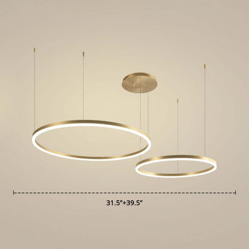 Metallic Ring 2-Layer Chandelier Pendant Lighting Contemporary Gold LED Hanging Light Gold 39" Clearhalo 'Ceiling Lights' 'Chandeliers' 'Modern Chandeliers' 'Modern' Lighting' 2275501