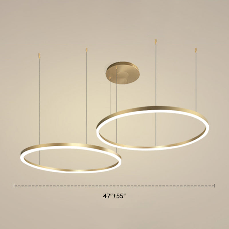 Metallic Ring 2-Layer Chandelier Pendant Lighting Contemporary Gold LED Hanging Light Clearhalo 'Ceiling Lights' 'Chandeliers' 'Modern Chandeliers' 'Modern' Lighting' 2275504