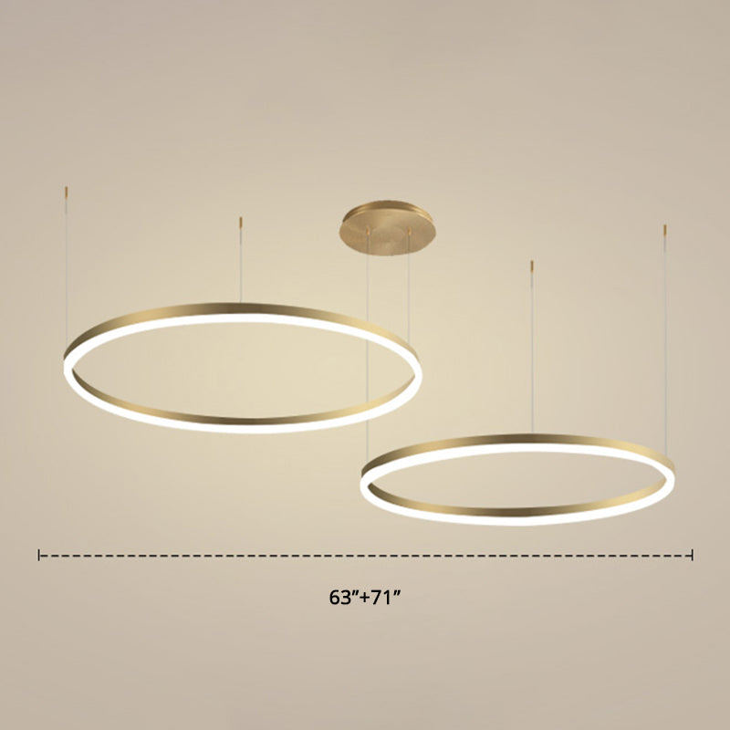 Metallic Ring 2-Layer Chandelier Pendant Lighting Contemporary Gold LED Hanging Light Clearhalo 'Ceiling Lights' 'Chandeliers' 'Modern Chandeliers' 'Modern' Lighting' 2275505