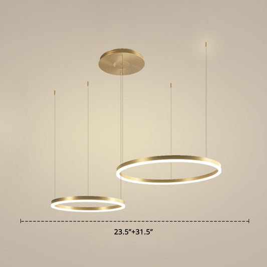 Metallic Ring 2-Layer Chandelier Pendant Lighting Contemporary Gold LED Hanging Light Gold 31.5" Clearhalo 'Ceiling Lights' 'Chandeliers' 'Modern Chandeliers' 'Modern' Lighting' 2275507