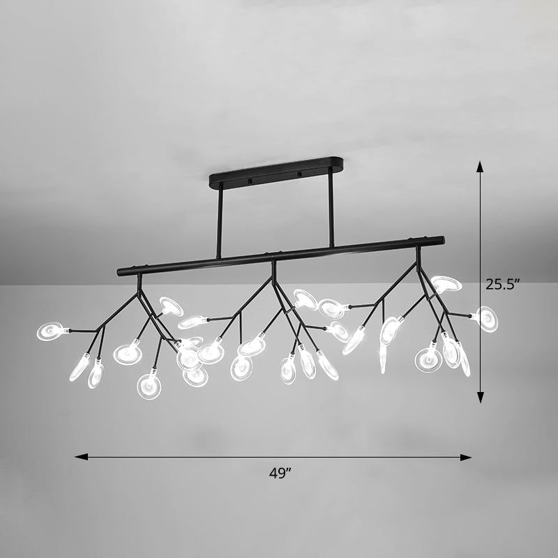 Minimalistic Firefly Island Pendant Light Acrylic 27-Head Restaurant Suspension Lamp Black B Clearhalo 'Ceiling Lights' 'Island Lights' Lighting' 2275672