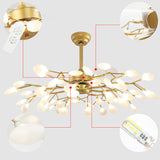 Firefly Hanging Fan Lighting Postmodern Metal Semi Flush Ceiling Light for Dining Room Clearhalo 'Ceiling Fans with Lights' 'Ceiling Fans' 'Modern Ceiling Fans' 'Modern' Lighting' 2275682