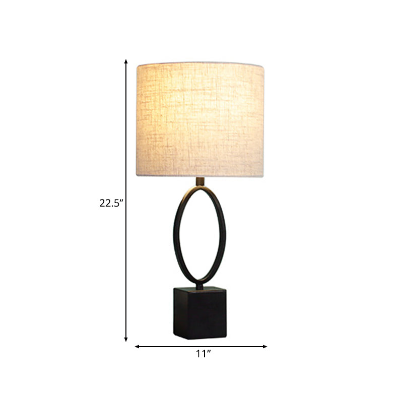 1 Light Night Light Minimalist Drum Fabric Reading Light with Black Z/O Base for Bedside Clearhalo 'Lamps' 'Table Lamps' Lighting' 227712