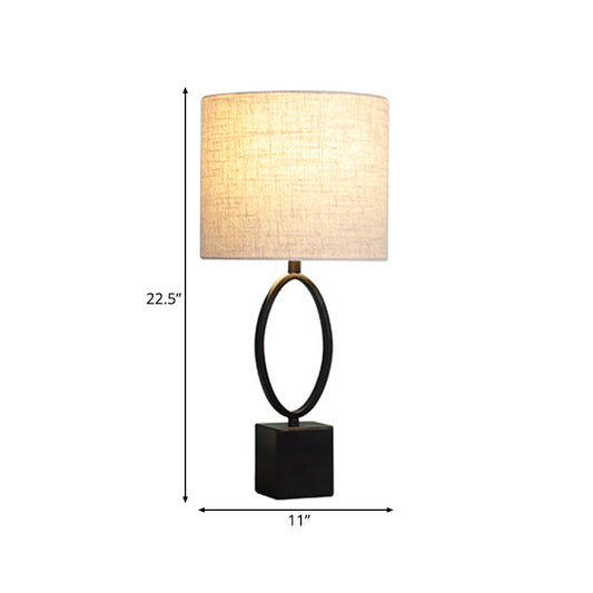 1 Light Night Light Minimalist Drum Fabric Reading Light with Black Z/O Base for Bedside Clearhalo 'Lamps' 'Table Lamps' Lighting' 227712