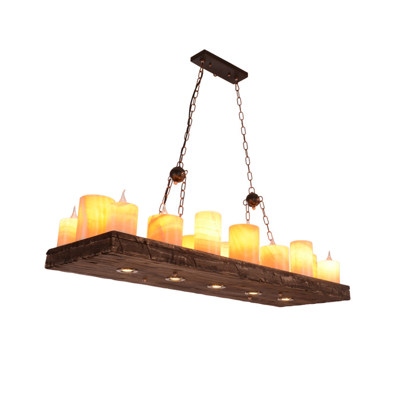 Marble Candle Island Light Fixture Vintage 8/12/16 Lights Dining Room Hanging Ceiling Light in Yellow Clearhalo 'Ceiling Lights' 'Glass shade' 'Glass' 'Island Lights' Lighting' 227759