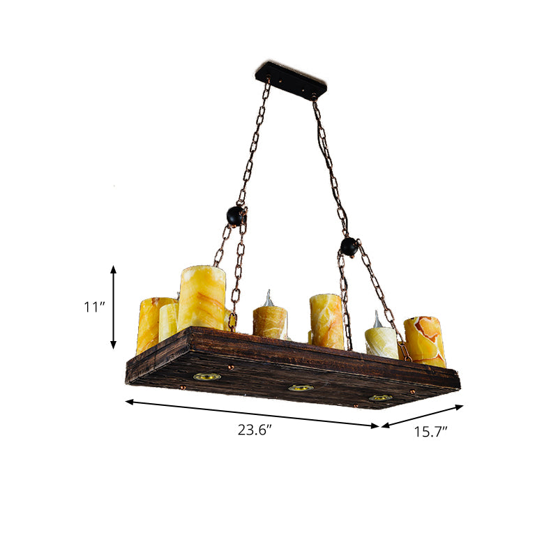 Marble Candle Island Light Fixture Vintage 8/12/16 Lights Dining Room Hanging Ceiling Light in Yellow Clearhalo 'Ceiling Lights' 'Glass shade' 'Glass' 'Island Lights' Lighting' 227763