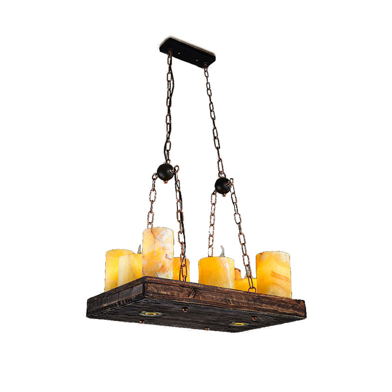 Marble Candle Island Light Fixture Vintage 8/12/16 Lights Dining Room Hanging Ceiling Light in Yellow Clearhalo 'Ceiling Lights' 'Glass shade' 'Glass' 'Island Lights' Lighting' 227765