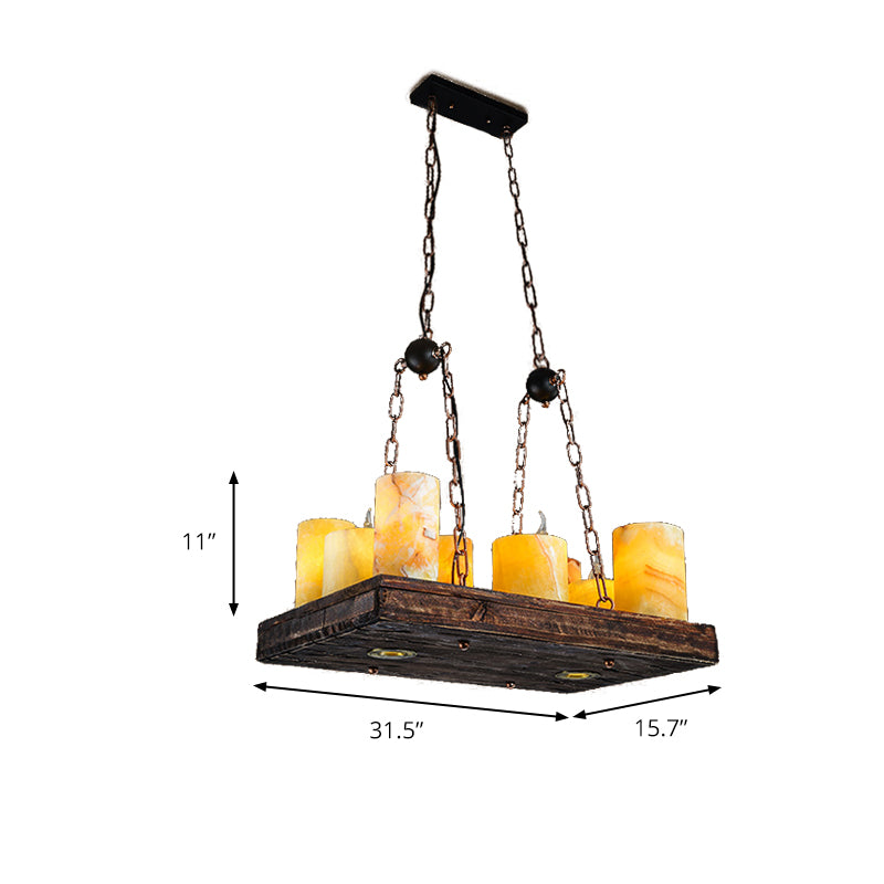 Marble Candle Island Light Fixture Vintage 8/12/16 Lights Dining Room Hanging Ceiling Light in Yellow Clearhalo 'Ceiling Lights' 'Glass shade' 'Glass' 'Island Lights' Lighting' 227766