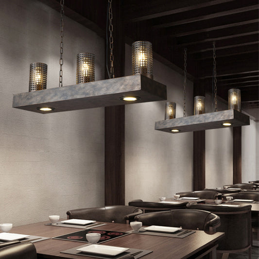 3 Lights Hanging Ceiling Light Vintage Restaurant Island Light in Bronze/Black with Cylinder Metal Shade Bronze Clearhalo 'Ceiling Lights' 'Island Lights' Lighting' 227767