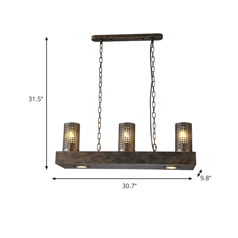 3 Lights Hanging Ceiling Light Vintage Restaurant Island Light in Bronze/Black with Cylinder Metal Shade Clearhalo 'Ceiling Lights' 'Island Lights' Lighting' 227770