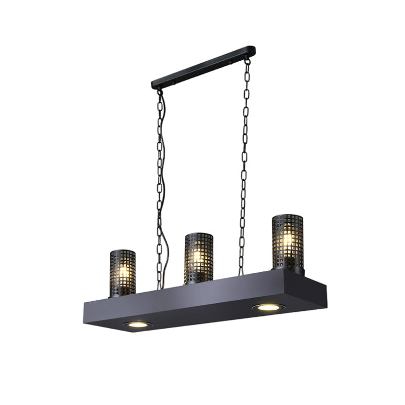 3 Lights Hanging Ceiling Light Vintage Restaurant Island Light in Bronze/Black with Cylinder Metal Shade Clearhalo 'Ceiling Lights' 'Island Lights' Lighting' 227773