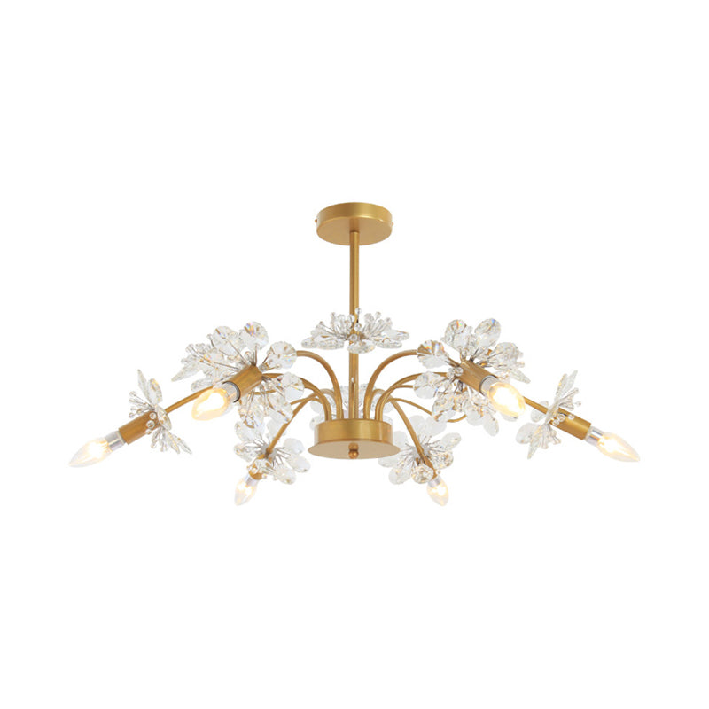 Curved Arm Metal Chandelier Light Traditional 6 Lights Living Room Hanging Lamp with Clear/Cream Crystal Accent Clearhalo 'Ceiling Lights' 'Chandeliers' Lighting' options 227839