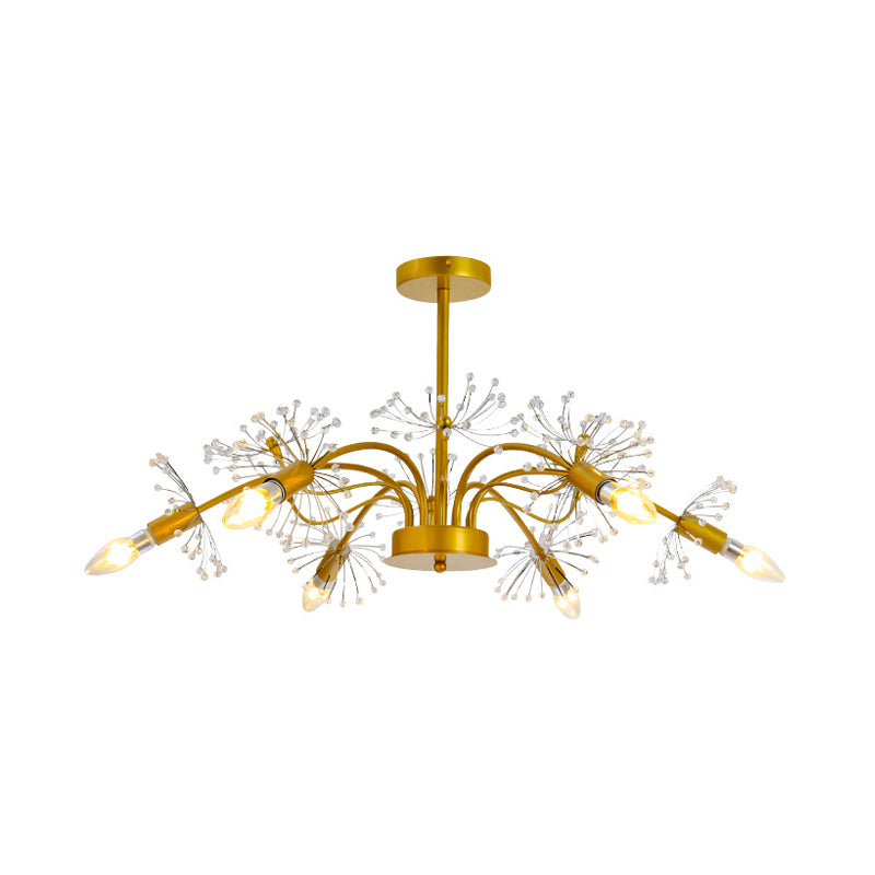 Curved Arm Metal Chandelier Light Traditional 6 Lights Living Room Hanging Lamp with Clear/Cream Crystal Accent Clearhalo 'Ceiling Lights' 'Chandeliers' Lighting' options 227843