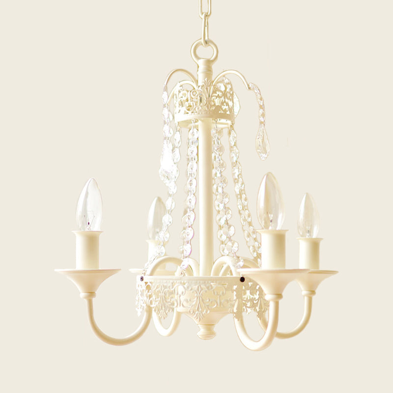 Candle Metal and Crystal Hanging Light Rustic 4/6 Lights Living Room Chandelier Light in Gray/White/Brass Clearhalo 'Ceiling Lights' 'Chandeliers' Lighting' options 227898