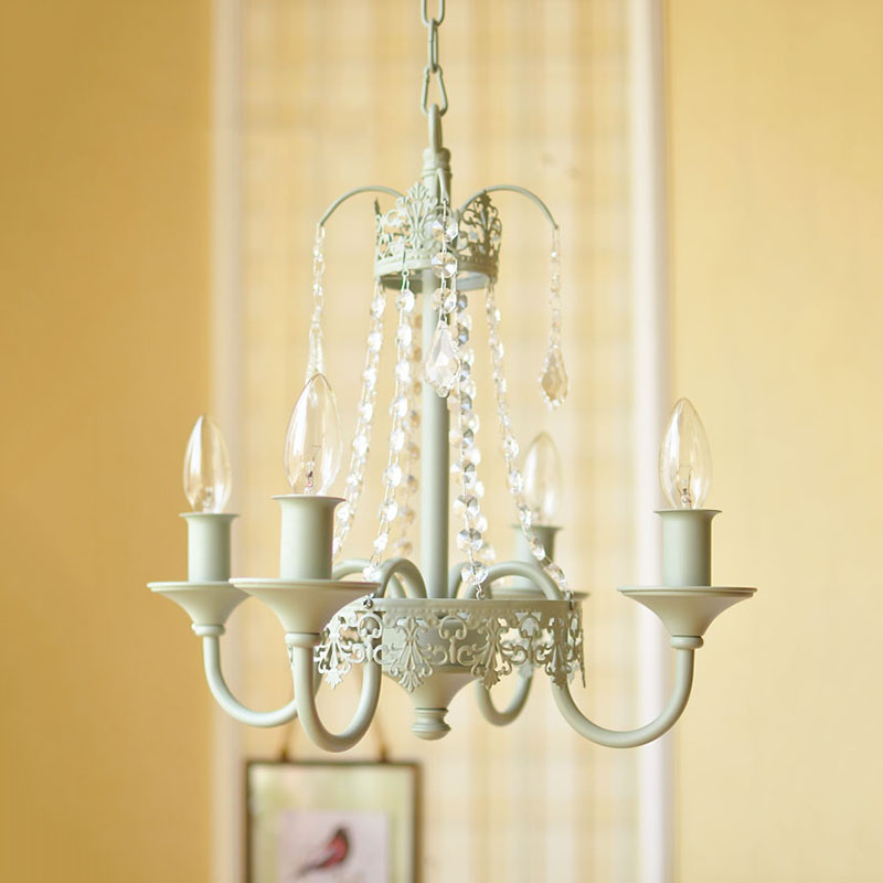 Candle Metal and Crystal Hanging Light Rustic 4/6 Lights Living Room Chandelier Light in Gray/White/Brass 4 Grey Clearhalo 'Ceiling Lights' 'Chandeliers' Lighting' options 227902_ffd91c5f-df91-4112-bc44-215964d59652