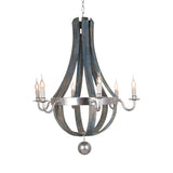 6 Lights Empire Shape Chandelier Lamp Traditional Blue/White Wood Hanging Light Fixture Clearhalo 'Ceiling Lights' 'Chandeliers' Lighting' options 227948