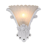 Flower White Glass Sconce Lamp Minimalist 1 Light Bedside Wall Mounted Light with Silver/White/Apricot Resin Base Clearhalo 'Wall Lamps & Sconces' 'Wall Lights' Lighting' 227993