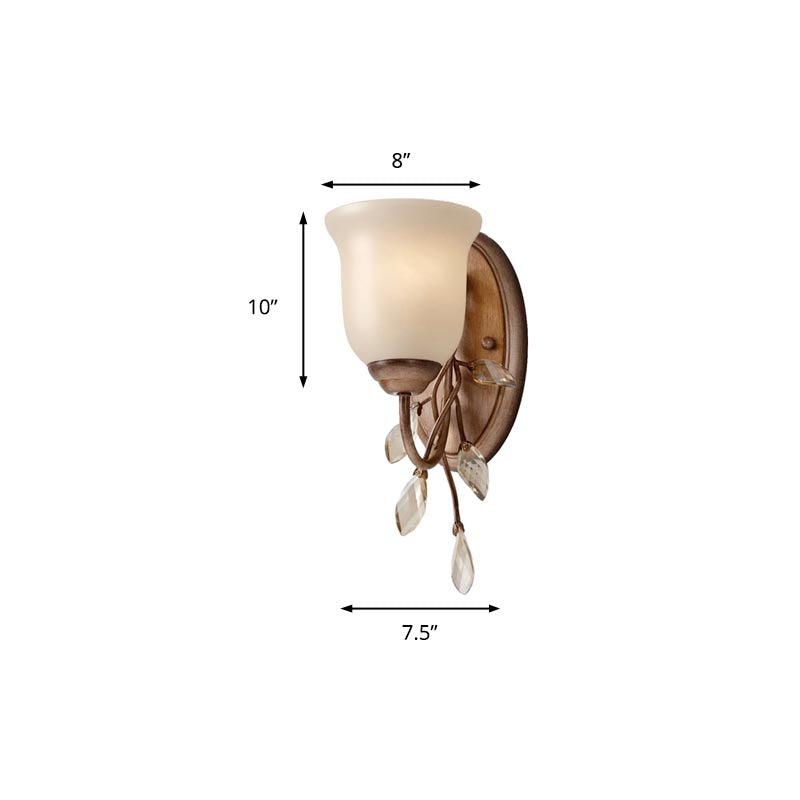 Frosted Glass Bell Shape Sconce Light Traditional 1/2/3 Lights Bedroom Wall Mounted Light with Coffee Backplate Clearhalo 'Vanity Lights' 'Wall Lights' Lighting' 228104