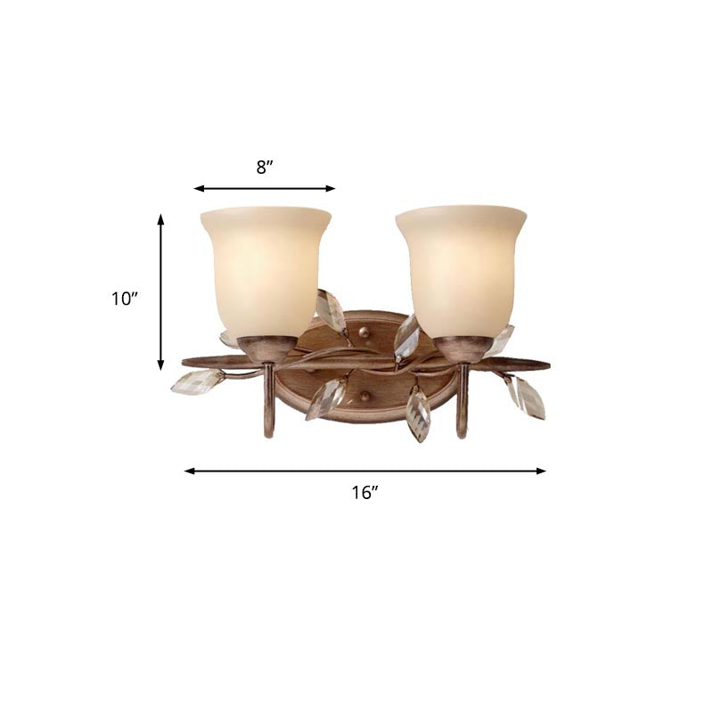 Frosted Glass Bell Shape Sconce Light Traditional 1/2/3 Lights Bedroom Wall Mounted Light with Coffee Backplate Clearhalo 'Vanity Lights' 'Wall Lights' Lighting' 228108